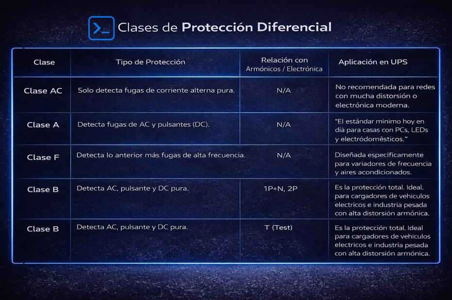 Tabla de Clases de Protección Diferencial